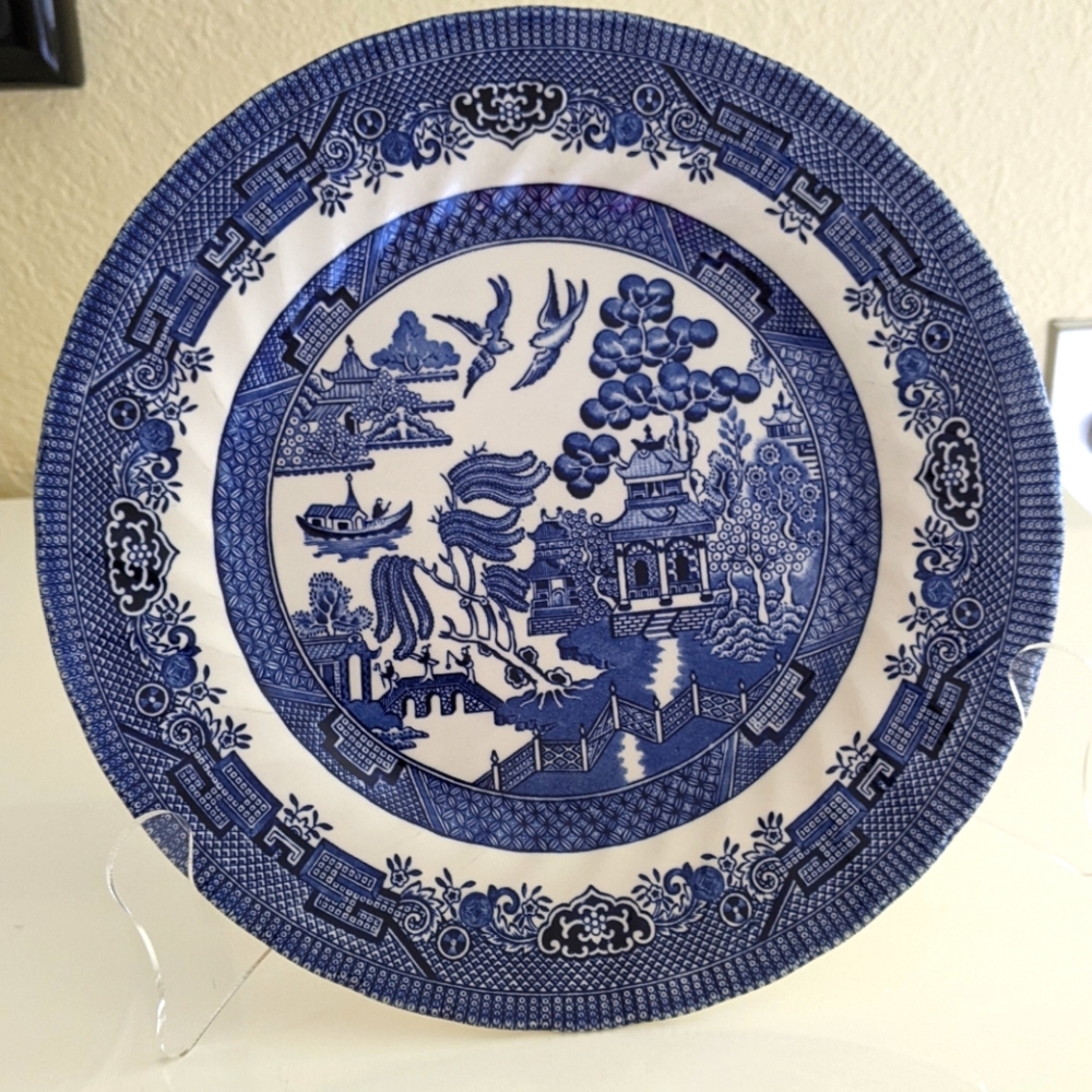 🤍💙 ROYAL WESSEX BLUE WILLOW DINNER 10" SWIRL EDGE PLATE MADE IN ENGLAND - Picture 4 of 7